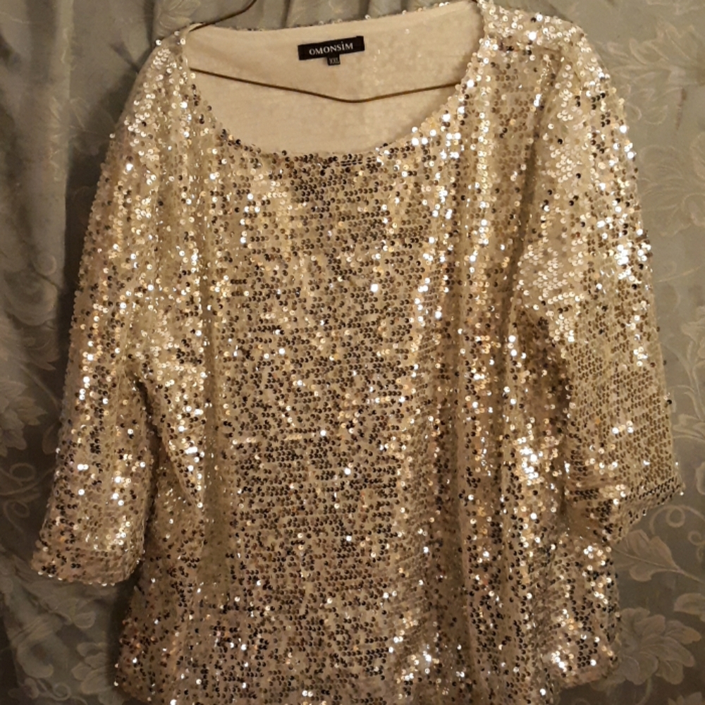 Silver box cut glitter top half sleeve size xl